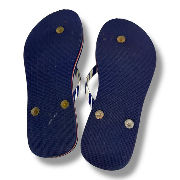 Vera Bradley Turtles Flip Flops Red White Blue Stripes Size 7 8 M - Picture 4 of 5
